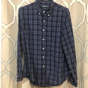 Ralph Lauren Custom Fit Navy Plaid Shirt XL